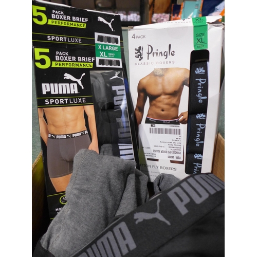 3123 - Assorted men's boxer shorts, including Puma and Pringle, mixed size * this lot is subject to VAT