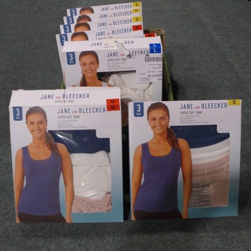 3125 - Eight packs of Jane & Bleecker super soft tank tops, mixed size and colour * this lot is subject to ... 