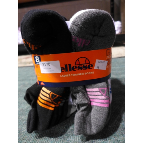 3170 - Three packs of eight women's Ellesse trainer socks - UK size 4-8 - mixed colours (24 pairs in total)... 