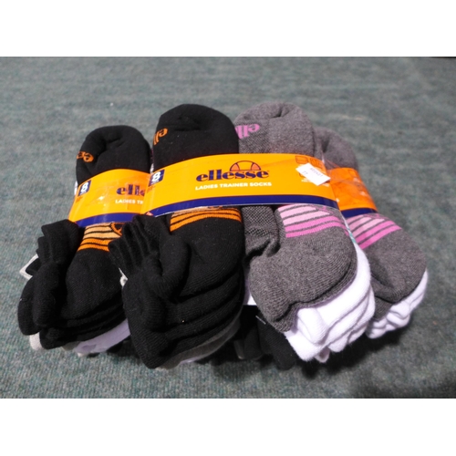 3185 - Five packs of eight women's Ellesse trainer socks - UK size 4-8 - mixed colours (40 pairs in total) ... 