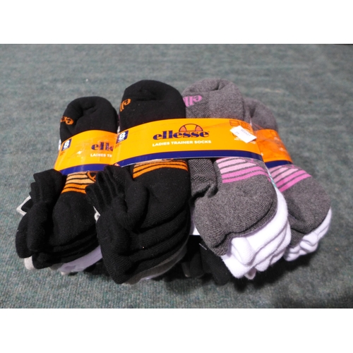 3186 - Five packs of eight women's Ellesse trainer socks - UK size 4-8 - mixed colours (40 pairs in total) ... 