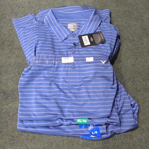 3243 - Five men's Callaway blue golfing polo's, mixed sizes *This lot is subject to VAT