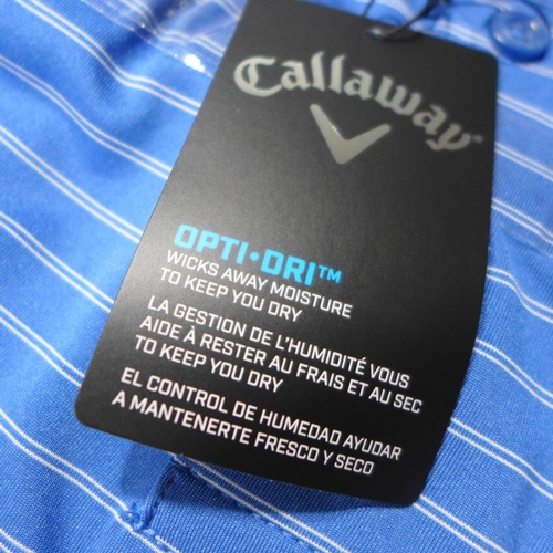 3243 - Five men's Callaway blue golfing polo's, mixed sizes *This lot is subject to VAT