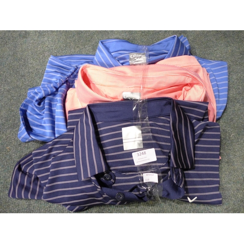 3248 - Three men's Callaway golfing polo's, mixed sizes and colours  *This lot is subject to VAT