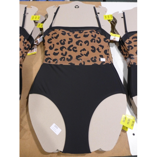 3253 - Five DKNY leopard print swimming costumes, size 10 *This lot is subject to VAT