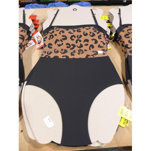 3254 - Five DKNY leopard print swimming costumes, size 10 *This lot is subject to VAT