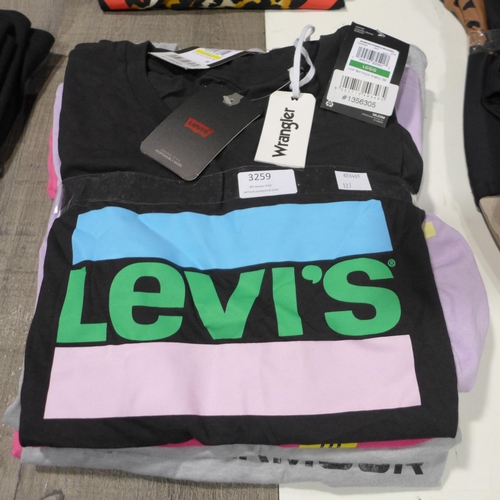 3259 - Six ladies T-Shirts incl, Levi, Wrangler, Jack Wills & Under Armour, mixed sizes, styles and colours... 