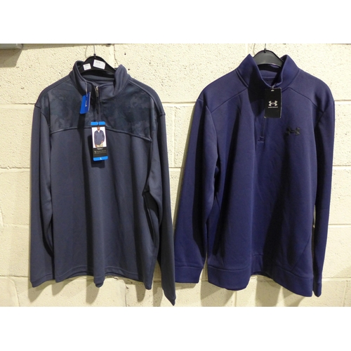 3275 - Two men's blue 1/4 zip tops, Pebble Beach and Under Armour, both size L *This lot is subject to VAT