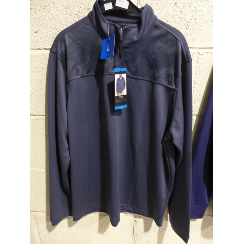 3275 - Two men's blue 1/4 zip tops, Pebble Beach and Under Armour, both size L *This lot is subject to VAT