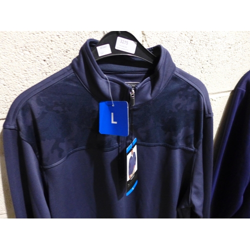 3275 - Two men's blue 1/4 zip tops, Pebble Beach and Under Armour, both size L *This lot is subject to VAT