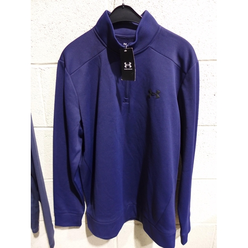 3275 - Two men's blue 1/4 zip tops, Pebble Beach and Under Armour, both size L *This lot is subject to VAT