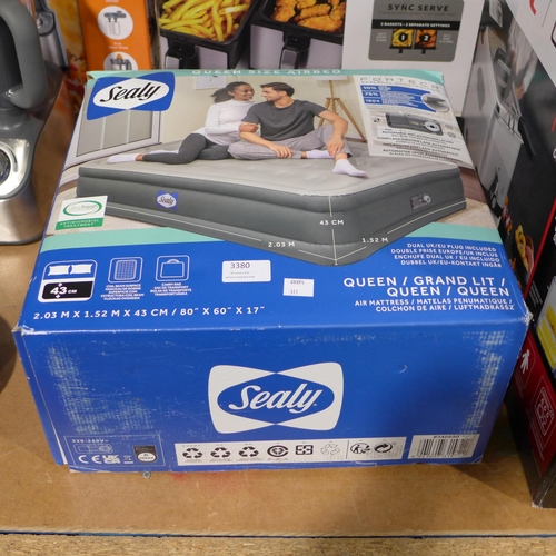 3380 - Sealy Fortech Airbed with built in pump  (311-462)    * This lot is subject to vat