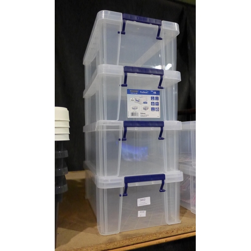 3412 - Four Prostore boxes, 10L capacity each - damaged