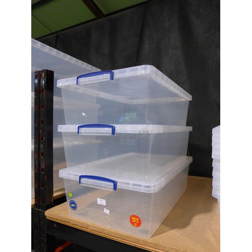 3416 - Three Really Useful storage boxes 43L capacity, each damaged