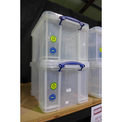 3420 - Two Really useful storage boxes 35L capacity, each damaged