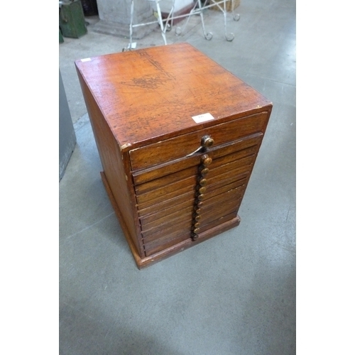 396 - A Victorian beech twelve drawer collectors cabinet