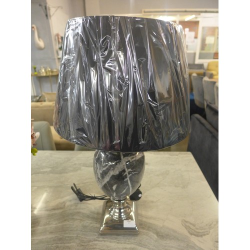 1387 - A black marble effect urn table lamp with black shade, H 62cms (LT057M28)   #