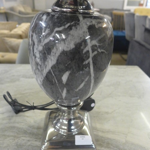 1387 - A black marble effect urn table lamp with black shade, H 62cms (LT057M28)   #