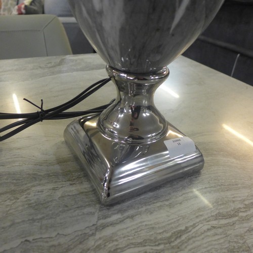 1387 - A black marble effect urn table lamp with black shade, H 62cms (LT057M28)   #