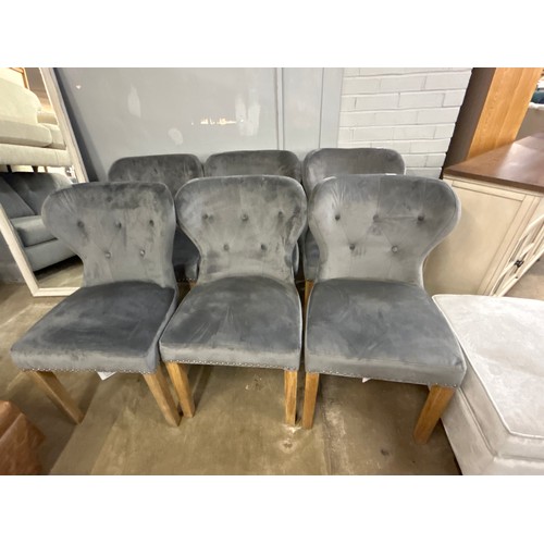 1484 - A set of six Arlo grey velvet dining chairs * This lot is subject to VAT