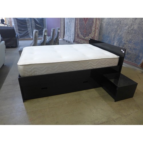 1564 - A black high gloss double bed frame with storage drawers - boxed, sold without mattress*This lot is ... 