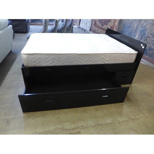 1564 - A black high gloss double bed frame with storage drawers - boxed, sold without mattress*This lot is ... 