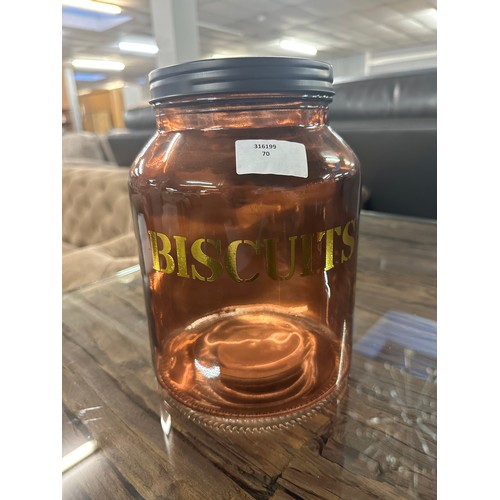 1468 - An amber glass biscuit jar - H 21cms (67825905)