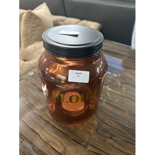 1469 - An amber glass flour jar - H 21cms (67840205)