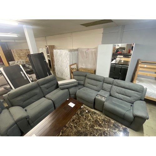 1595 - Justin Grey Sectional Reclining Sofa, original RRP £1499.99 + VAT - damaged section * This lot is su... 