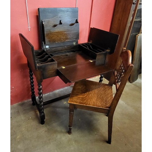 249A - An Edward VII oak desk and a chair