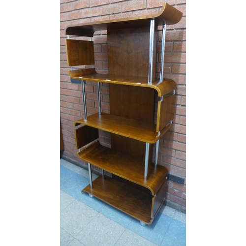 102 - A chrome and walnut four tier room divider