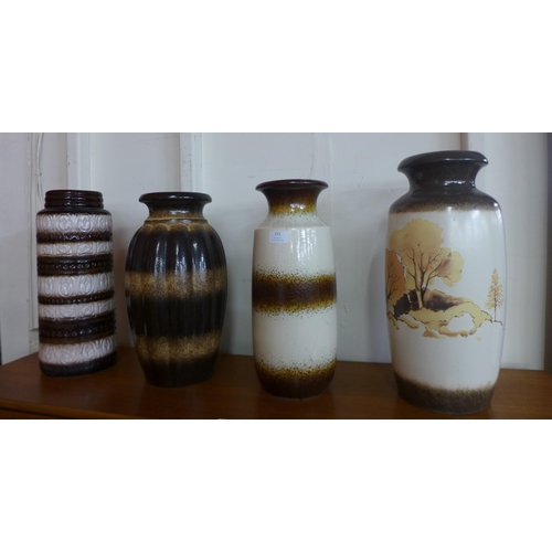 111 - Four assorted West German glazed pottery vases