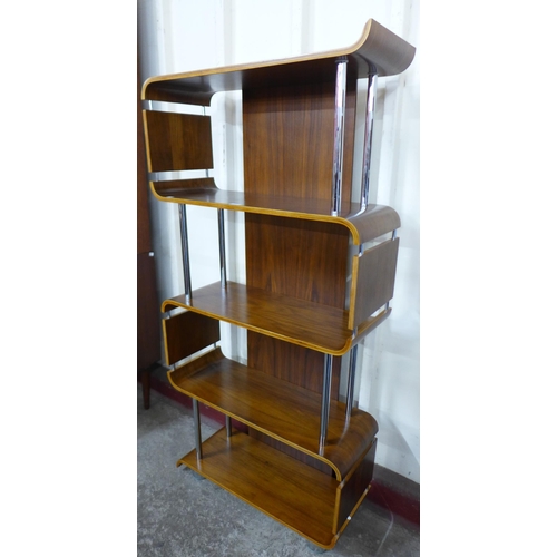 118 - A chrome and walnut four tier room divider