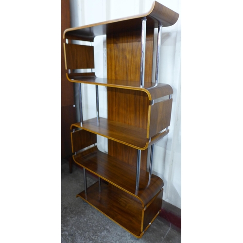 119 - A chrome and walnut four tier room divider