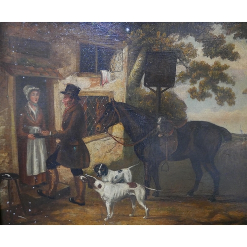 12 - Manner of Samuel Henry Alken (1810-1894), The Squire's Refreshment, oil on board, 27 x 34cms, framed