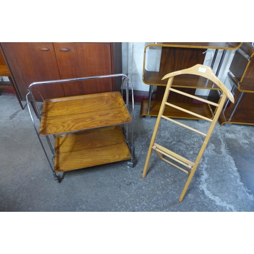 120 - A gentleman's beech valet stand and a folding trolley