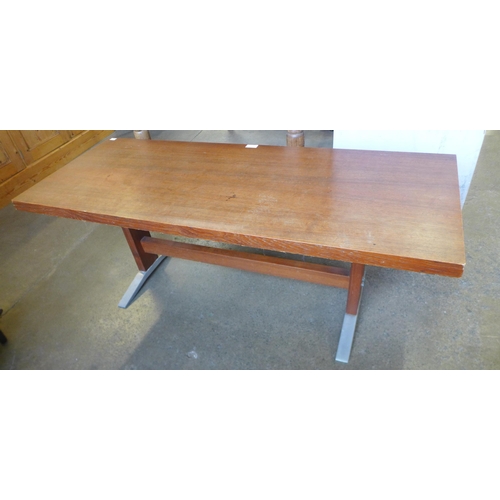 121 - A teak and chrome rectangular coffee table