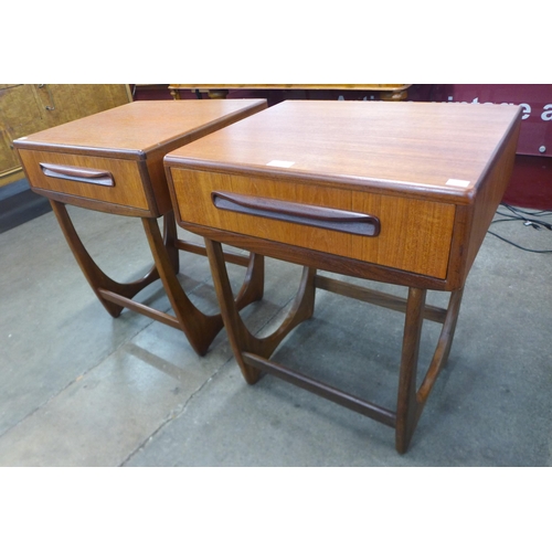 129 - A pair of G-Plan Fresco teak single drawer bedside tables