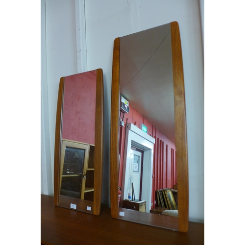 136 - Two teak rectangular framed mirrors