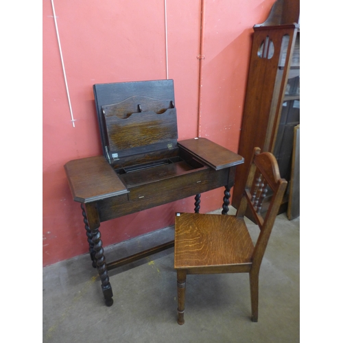 249A - An Edward VII oak desk and a chair