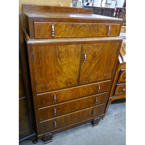 256 - An Art Deco burr walnut tallboy