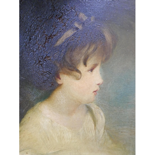 36 - English School (19th Century), portrait of a young girl, oil on board, 23 x 17cms, framed