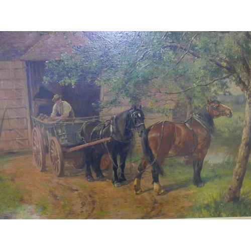 4 - Attributed to John Frederick Herring Jr. (1820-1907), The Farmer's Horses, oil on canvas, 44 x 60cms... 