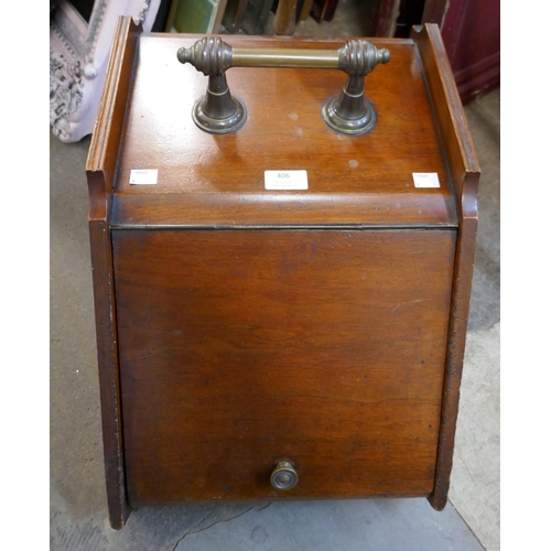 406 - A Victorian walnut coal scuttle