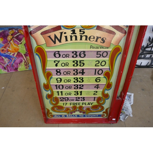 431 - A 1950s painted fairground/carnival wooden bagatelle style table top game