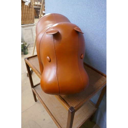 432 - A Liberty's style brown leather hippopotamus stool