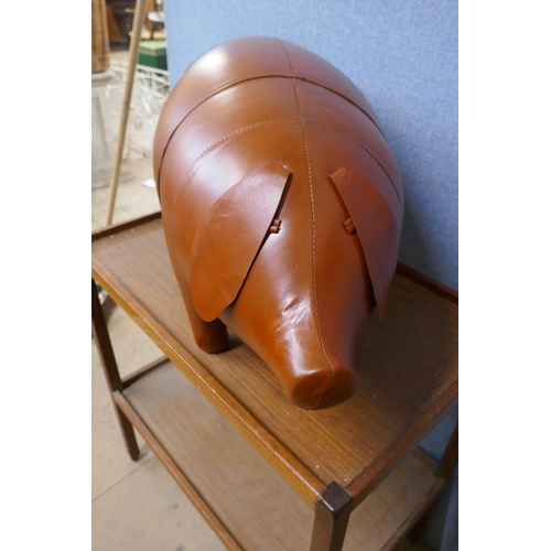 434 - A Liberty's style brown leather pig stool