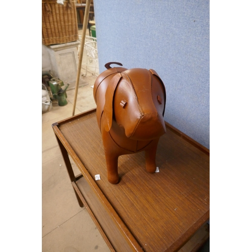 435 - A Liberty's style brown leather dog stool