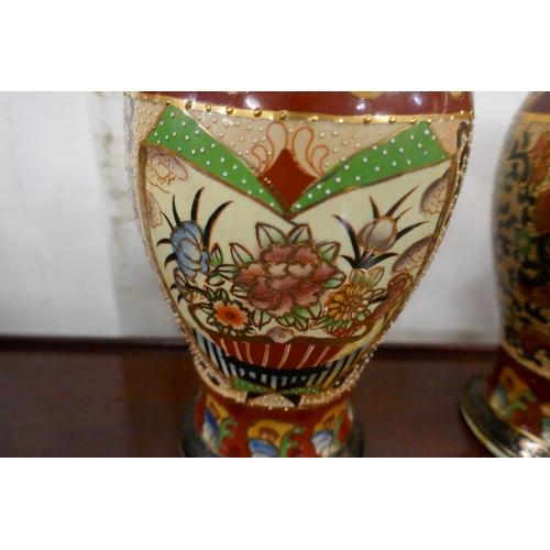 462 - A pair of Japanese Satsuma porcelain vases