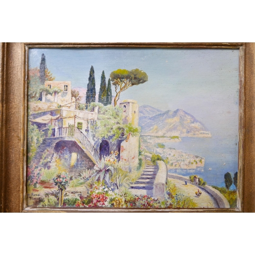 56 - Rene Roger, Neopolitan landscape, oil on board, signed lower right, 25 x 32cms, frames